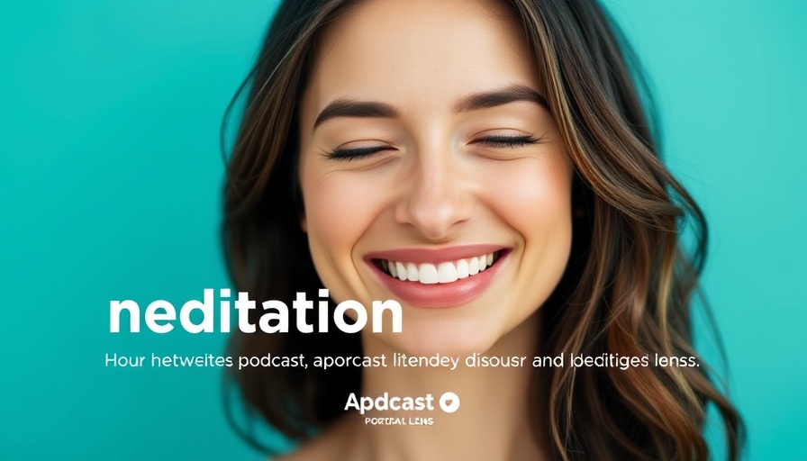 Meditation for Inner Strength podcast promotional with smiling woman.