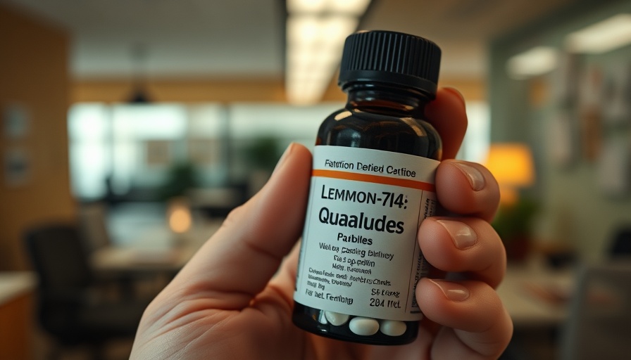 Lemmon-714 Quaaludes bottle held in hand, illustrating what happened to Quaaludes.