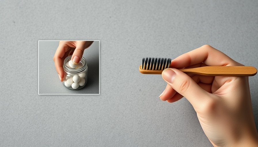Close-up of toothpaste and toothbrush with natural toothpaste tablets.
