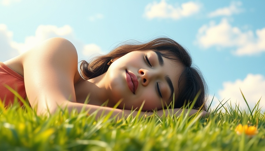 Permission to Rest: Woman lying peacefully on grass under blue sky.