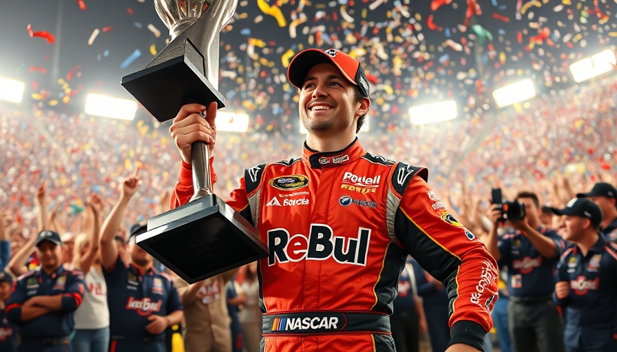 Austin Cindric celebrating NASCAR Playoffs victory in vibrant scene.