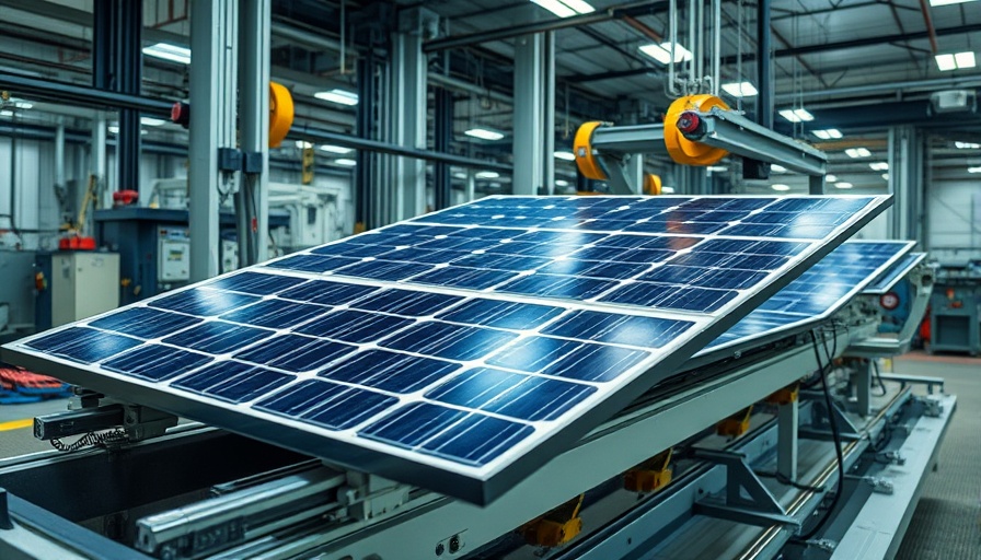 Solar panel assembly line, highlighting advanced manufacturing technology.