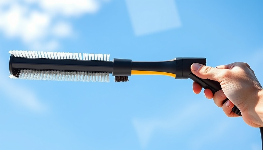 Tyroler window cleaning tool with flexible head and detachable handle.