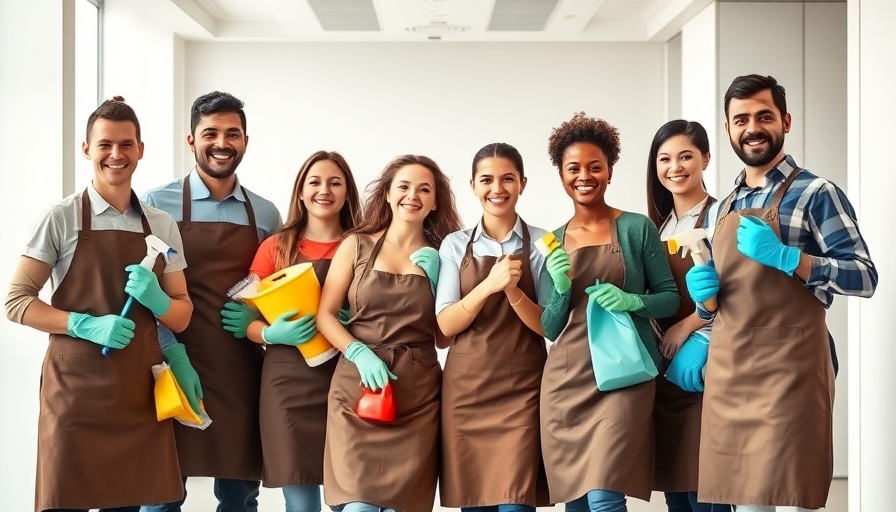 Smiling cleaning team, promoting best cleaning company near you.