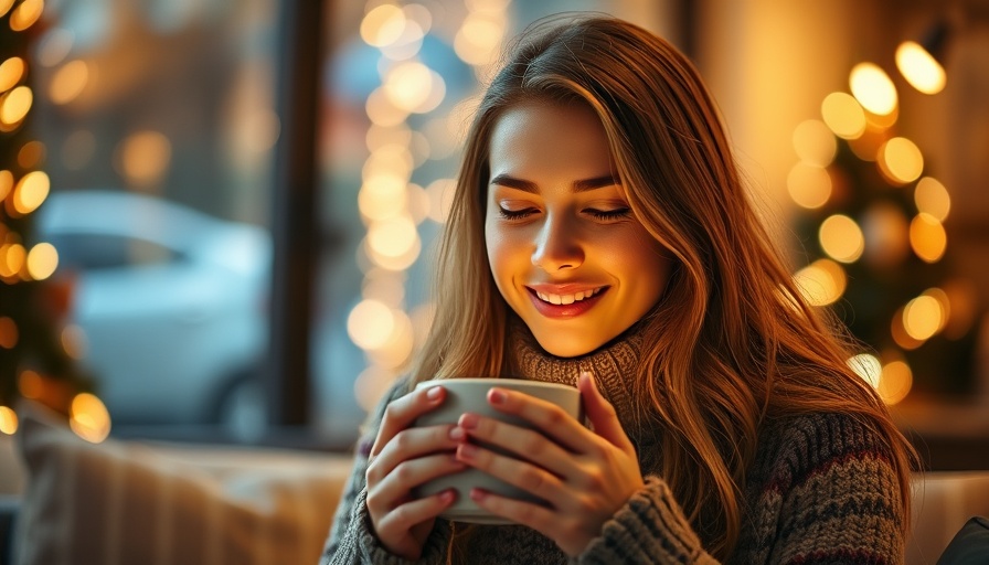 Serene woman enjoying a warm drink indoors, ideal for winter cleaning tips ambiance.