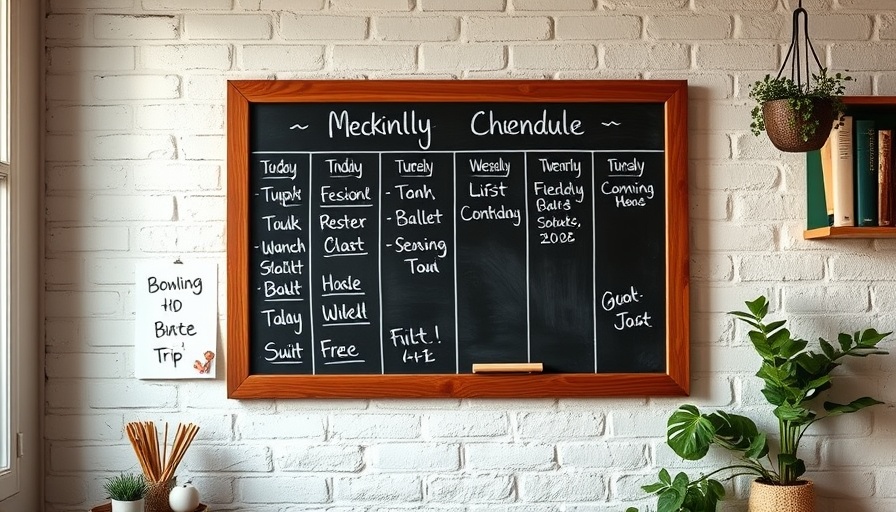 Home Decor Days 2025 chalkboard organizer on white wall.