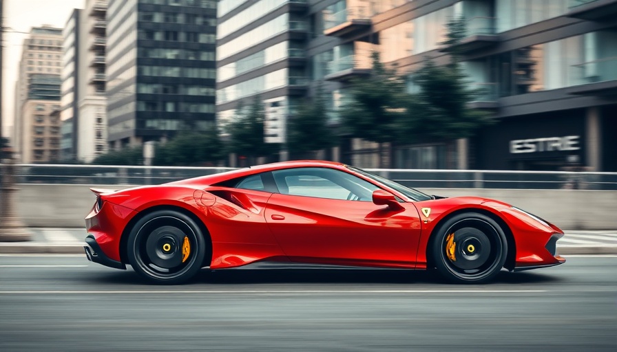 Sleek Ferrari electric sports car parked in cityscape