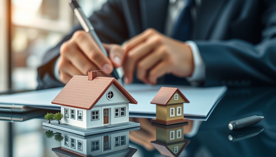 Refinishing Rental Units Benefits: Businessman signs documents next to a house model.