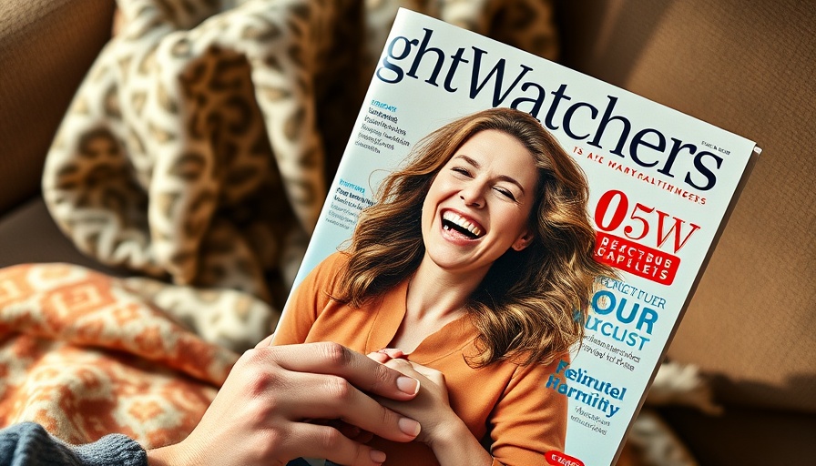 WeightWatchers magazine held over a blanket, cup of coffee, cozy setting.
