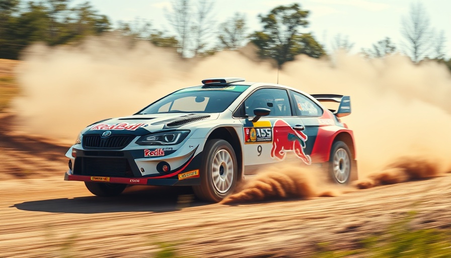 Rally car speeding on dirt track at United Rallycross Championship