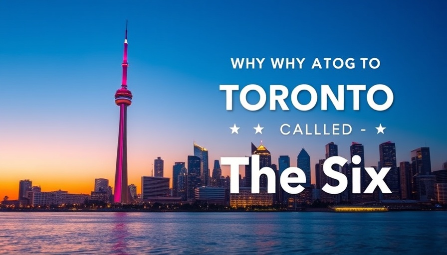 Vibrant Toronto skyline with CN Tower, Why is Toronto called The Six text.