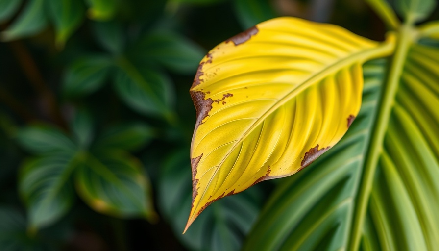 Yellowing Monstera leaf showing signs of distress.