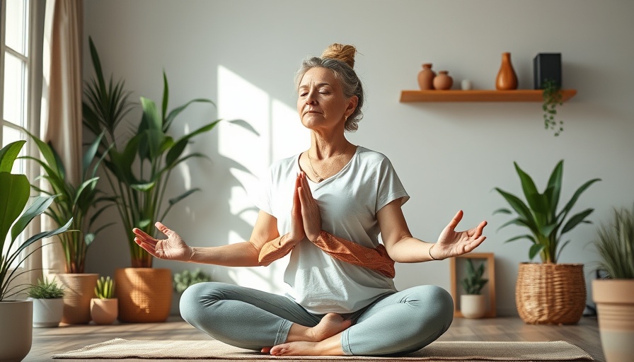 Woman practicing yoga at home for relaxation methods.