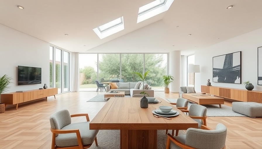Renovated home with modern living and dining area in open-plan design.
