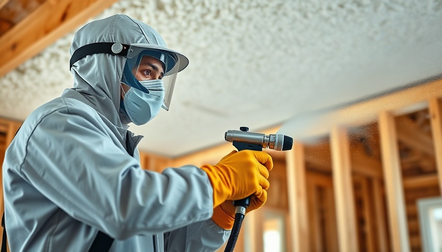 Professional applying spray foam insulation in wooden frame.