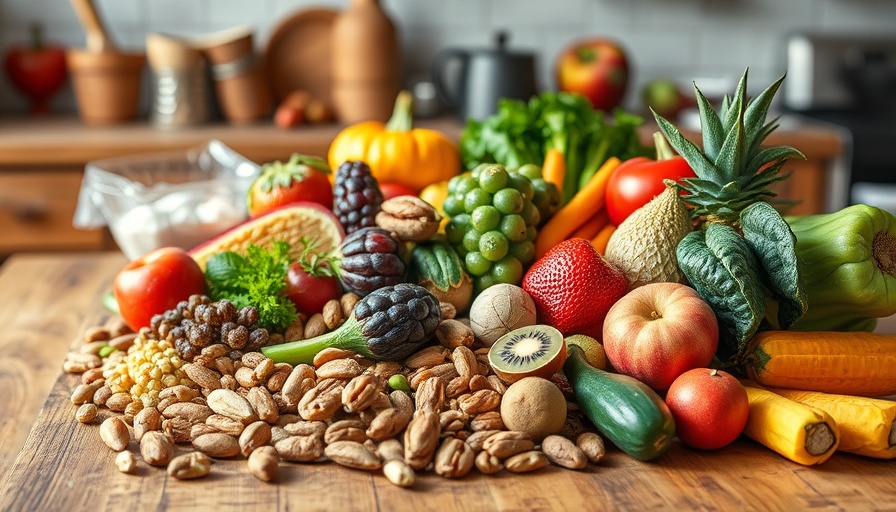 Vibrant heart-healthy foods on rustic table for lowering bad cholesterol naturally