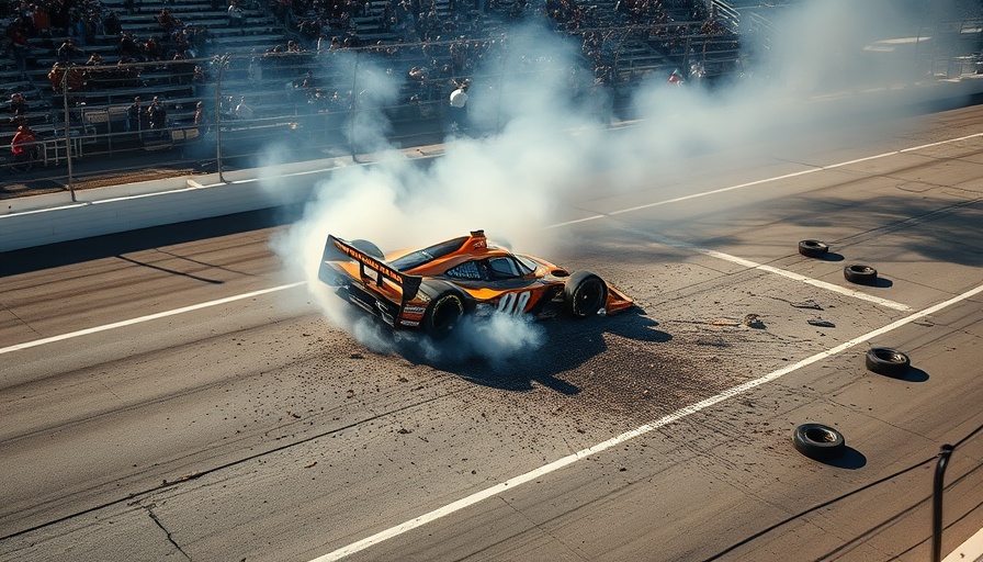 Kyffin Simpson crash at Indianapolis 500 practice, aerial view.