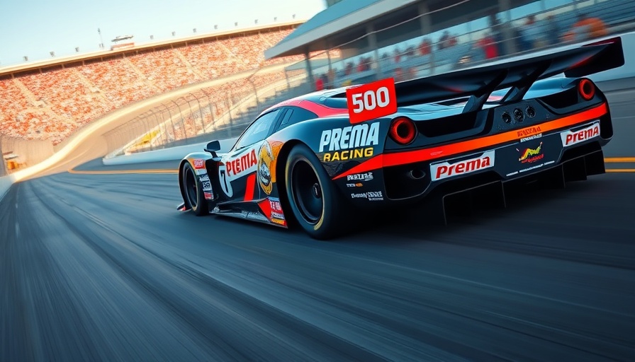 Prema Racing Indy 500 car on track in dynamic motion