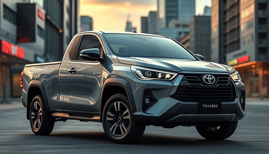 Futuristic Toyota compact pickup truck design in urban environment