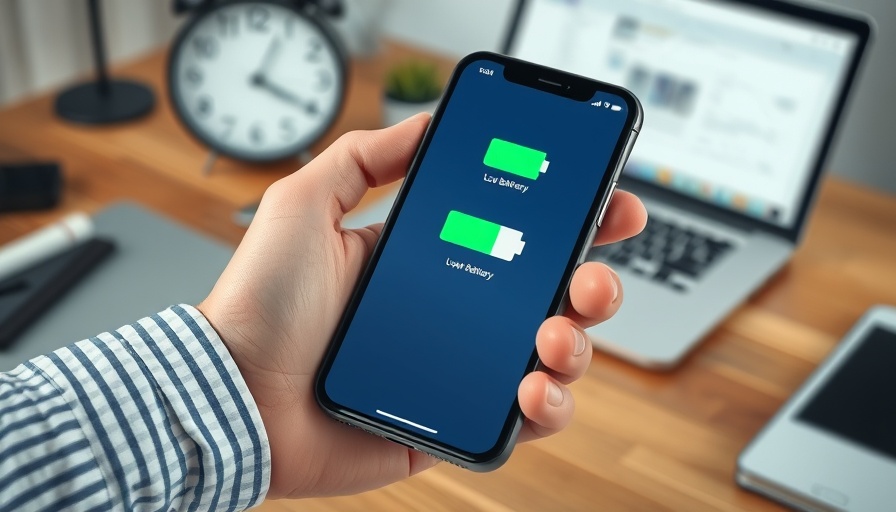 Phone showing low battery held by hand, highlighting charging issue.