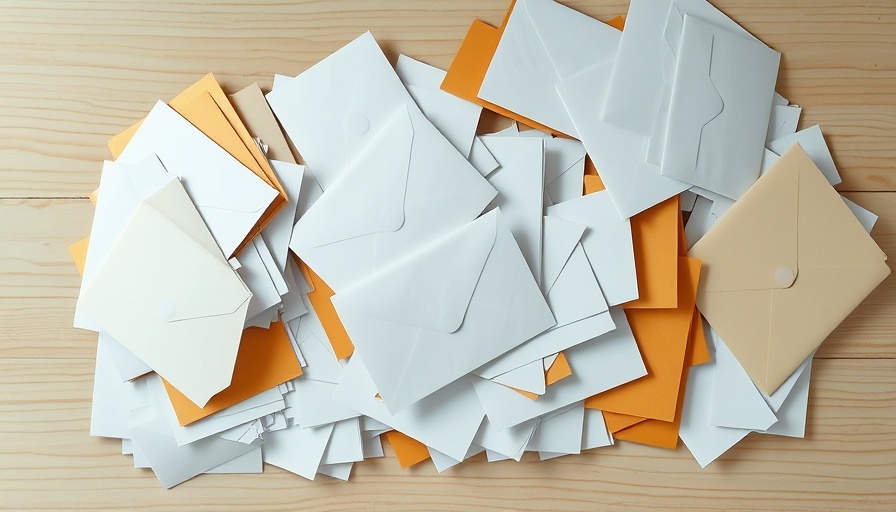 Varied envelopes and papers to get paper clutter under control.