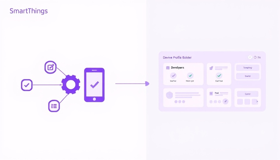 Illustration of Device Profile Builder and SmartThings interface.