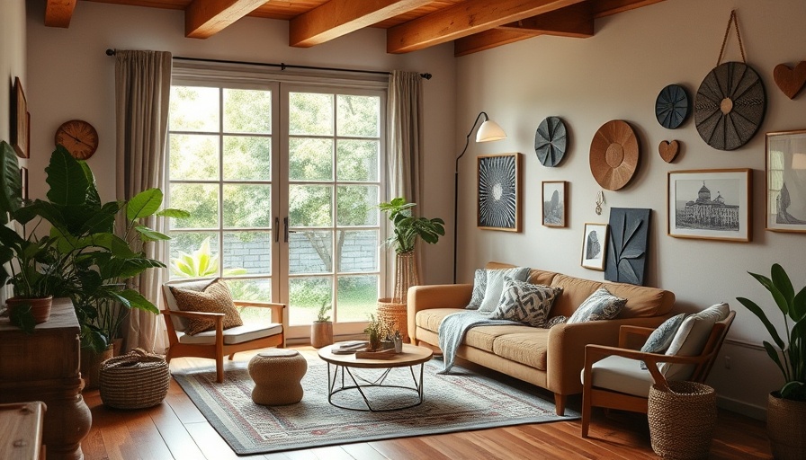Cozy living room blending Boho and Modern Farmhouse styles.