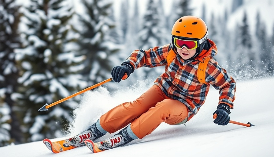 Young skier at Ramat Niseko, speeding downhill, vibrant scene.