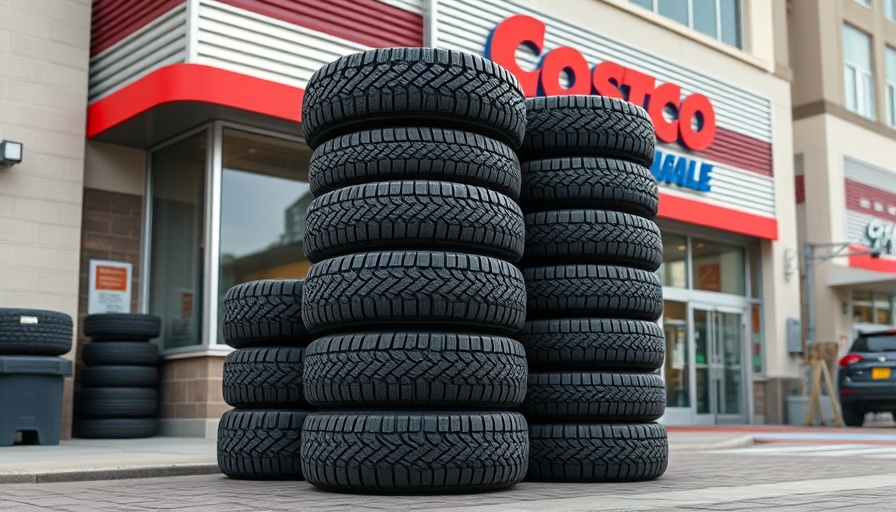 Costco tires cost less: Stack in front of store.