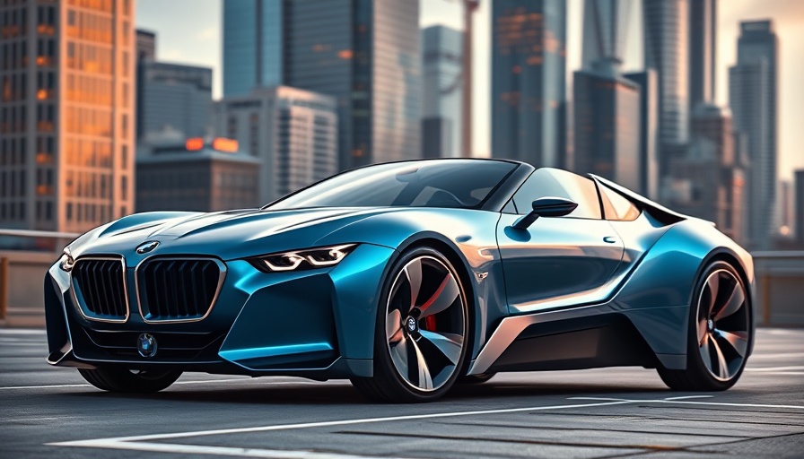 Futuristic BMW Concept Speedtop in urban cityscape.