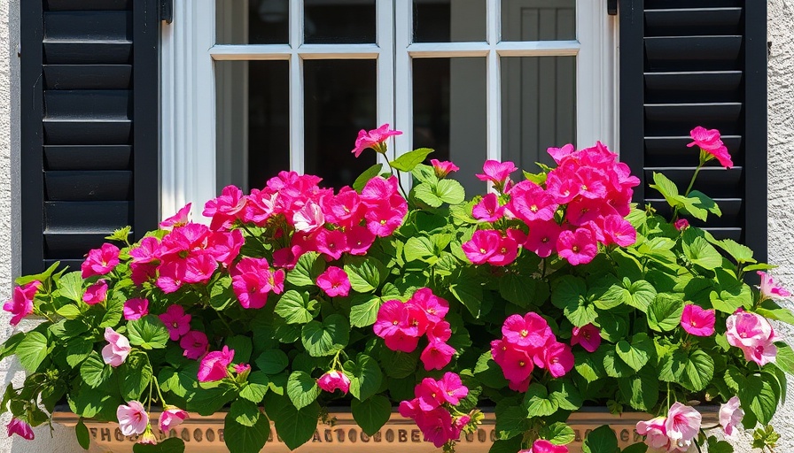 Vibrant window box flowers against a vintage window frame.