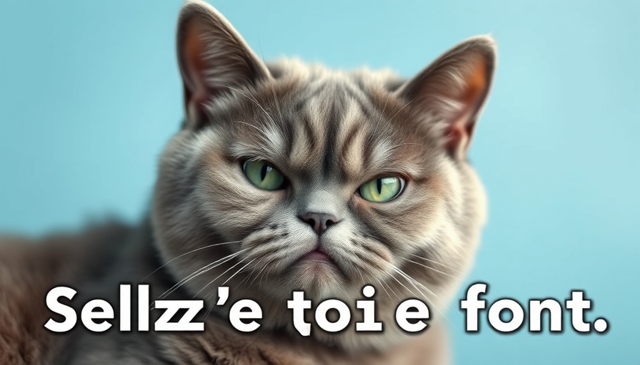 Adding text to photos on a grumpy gray cat image