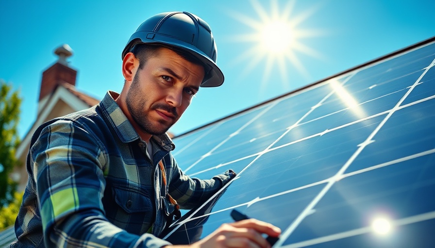 Technician installing solar panels for Sacramento solar energy company on a rooftop.