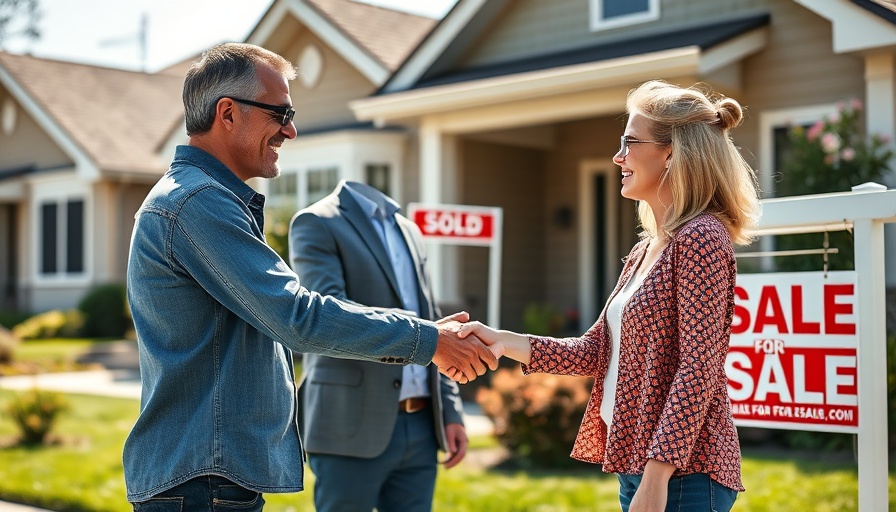 Buyers Agent in Adelaide greeting clients in front of sold home
