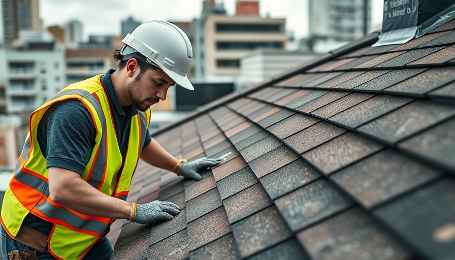 Identify Two Layers of Shingles on a Roof with worker installing them.