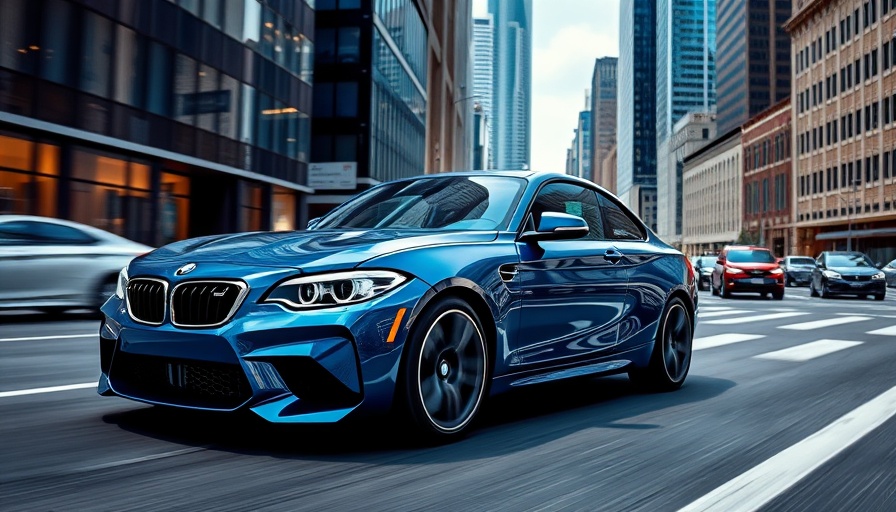 2026 BMW M2 CS parked in urban setting, glossy blue finish.