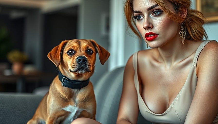 Sara Sampaio missing dog poster with small brown dog and elegant woman.