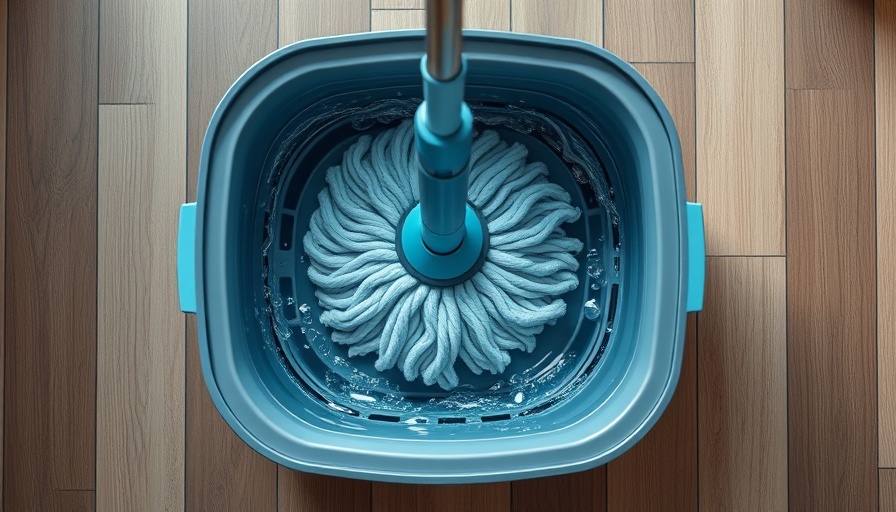 Modern spin mop bucket on wooden floor, showcasing best spin mops.