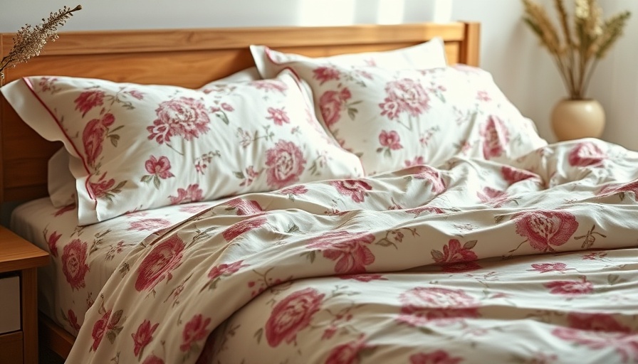 Floral percale sheets neatly arranged in a cozy bedroom setting.