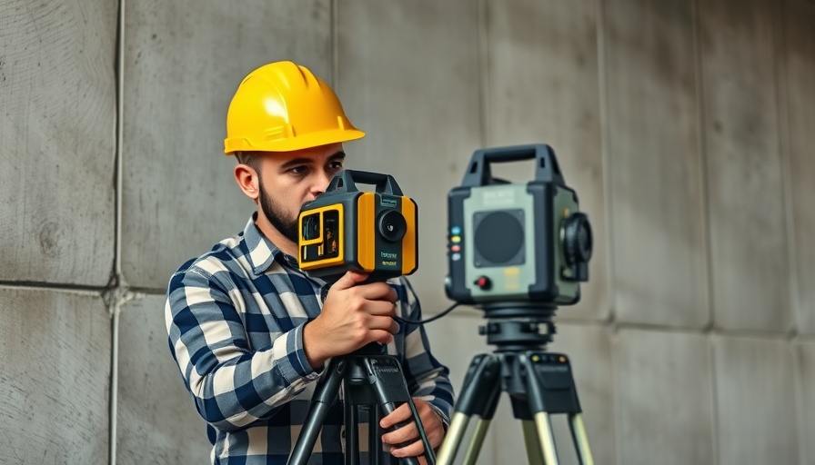 Construction worker using laser level for home projects.