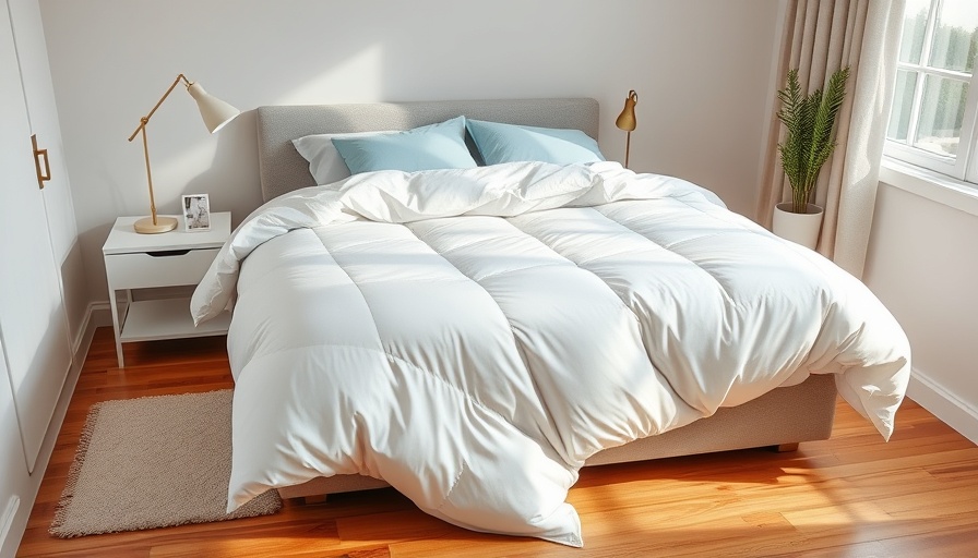 Modern bedroom with the best down comforters and elegant decor.