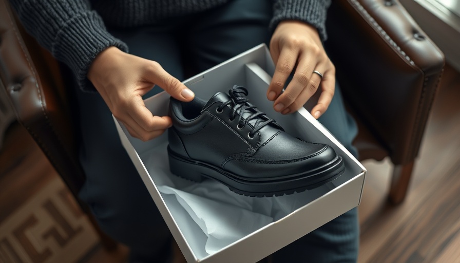 Creative uses for old shoeboxes: black shoe in white box.