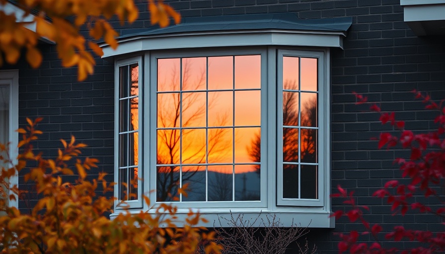 Bay window installation on a brick house at sunset.