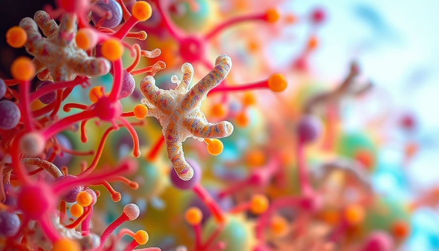 Colorful beneficial bacteria illustration with swirling patterns.