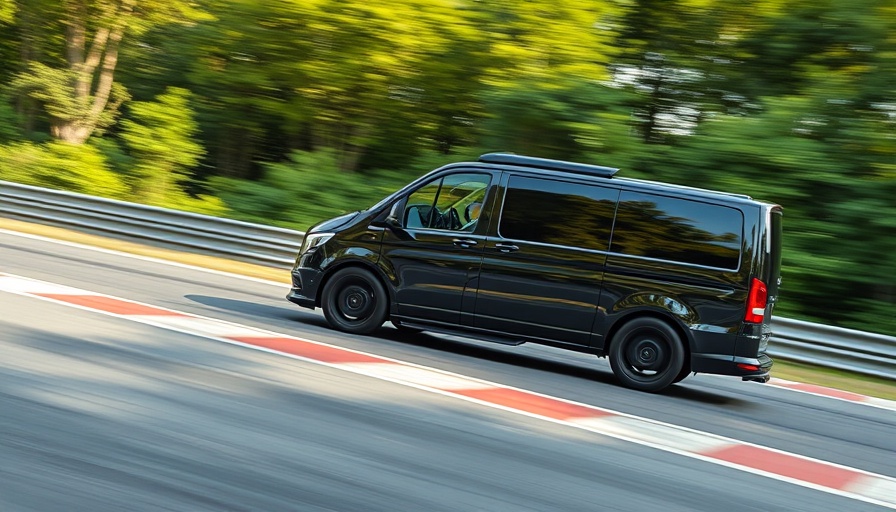 Sleek van racing on track breaking Nürburgring lap record.