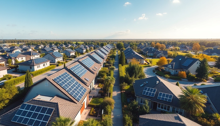 Modern UK neighborhood with solar panels, showcasing solar power surge.