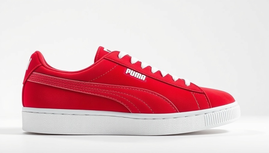 Sleek red Puma sneaker, perfect last-minute gift for car-loving dads.