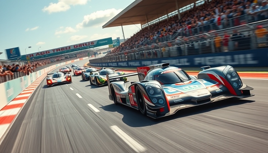 Le Mans race cars showcasing balance of performance adjustments, vibrant racing scene.