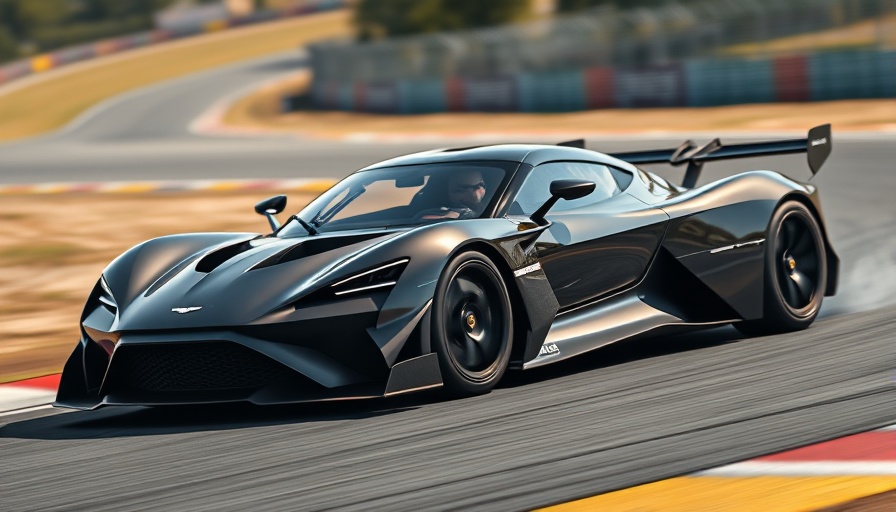 Aston Martin Valkyrie LM hypercar on track day with vivid lighting.
