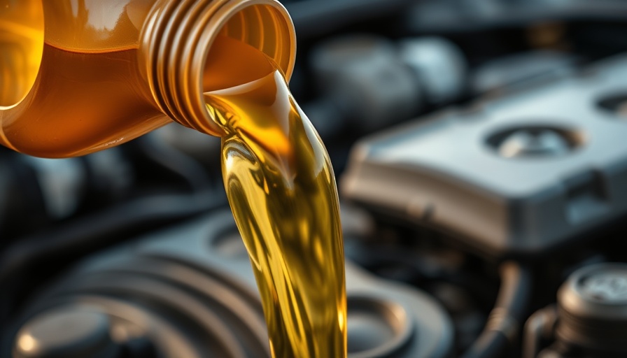 Golden engine oil pouring from bottle into car engine, focusing on oil grades.